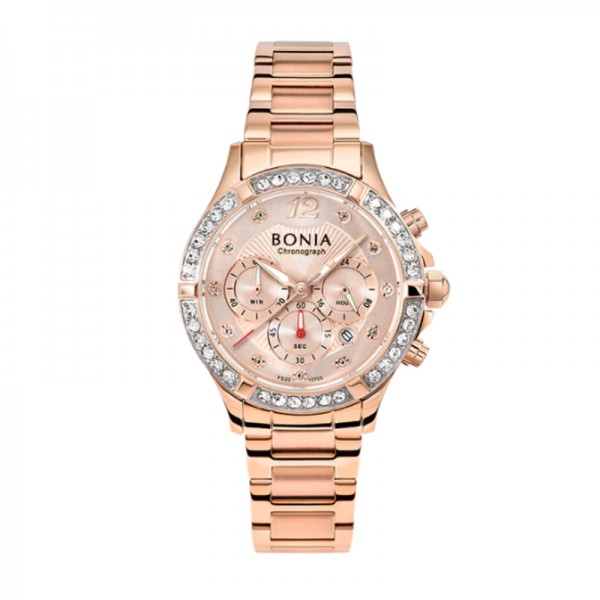 Bonia BNB10705-2575C Full Rosegold Diamond Chronograph